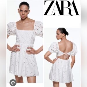 Zara White Eyelet Dress EUC Medium No Stains No Rips No holes